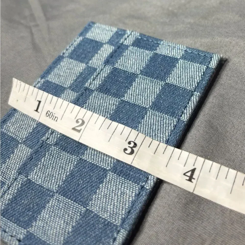 New Blue Checkered Card Holder Wristlet Keychain